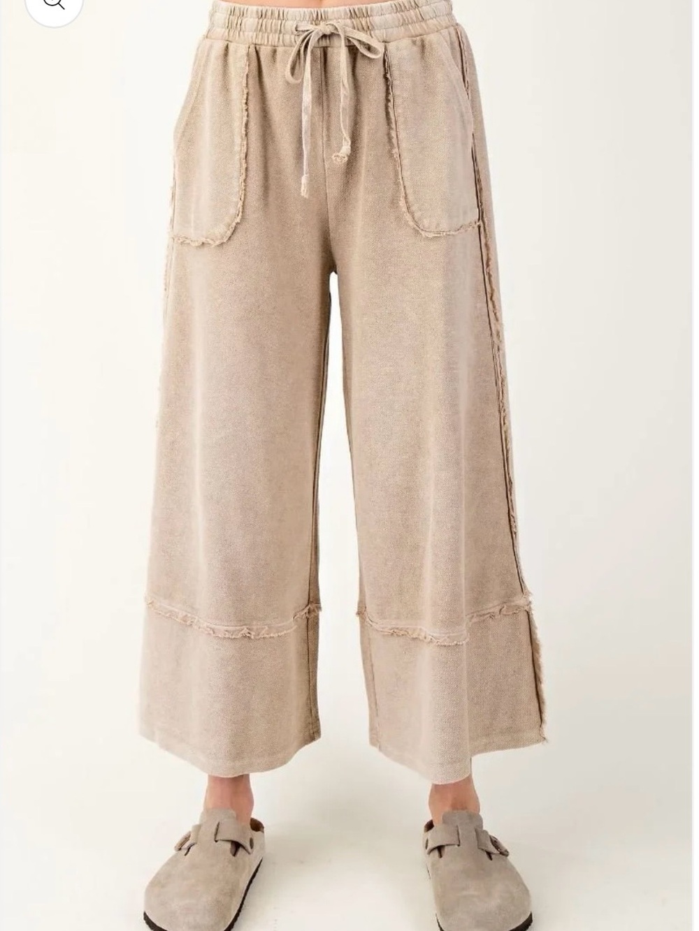 Easel-Wide Legs Terry Knit Palazzo Pants